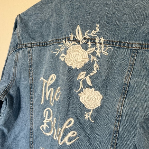 David’s Bridal | Embroidered Bride Jean Jacket with Flowers - Picture 3 of 10